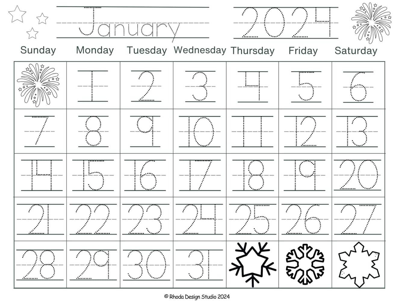 Pre K Calendar Printables