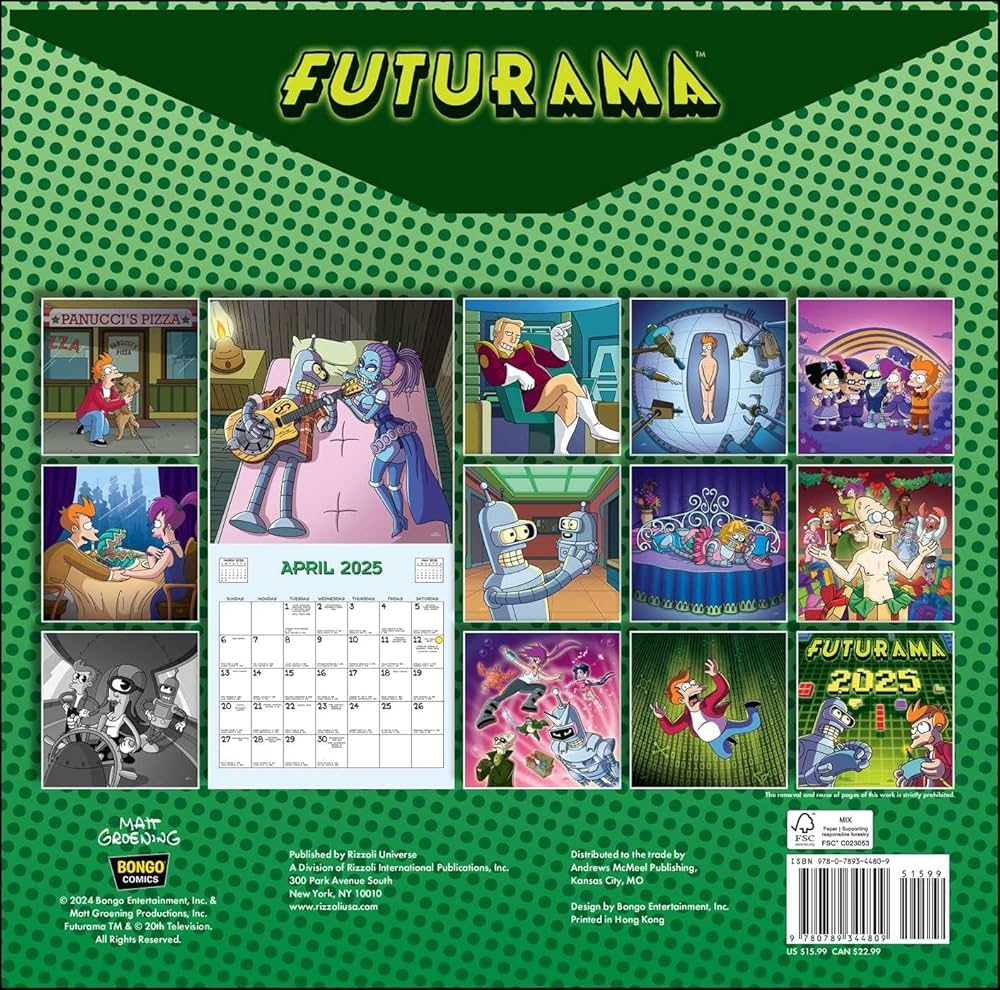 Futurama 2025 Wall Calendar Groening Matt 9780789344809 Amazon Office Products