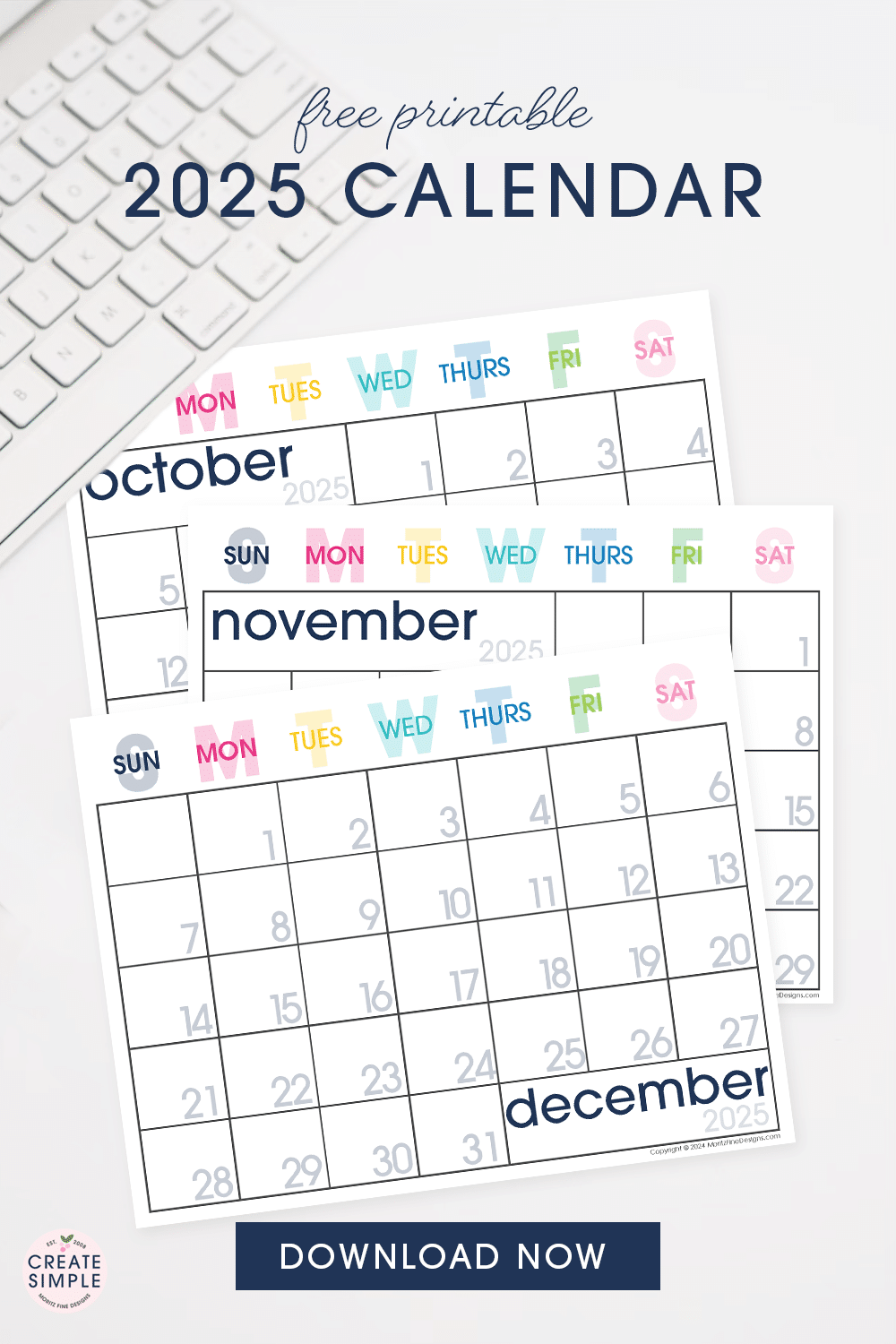 Free Printable Calendar 2025 Pinterest