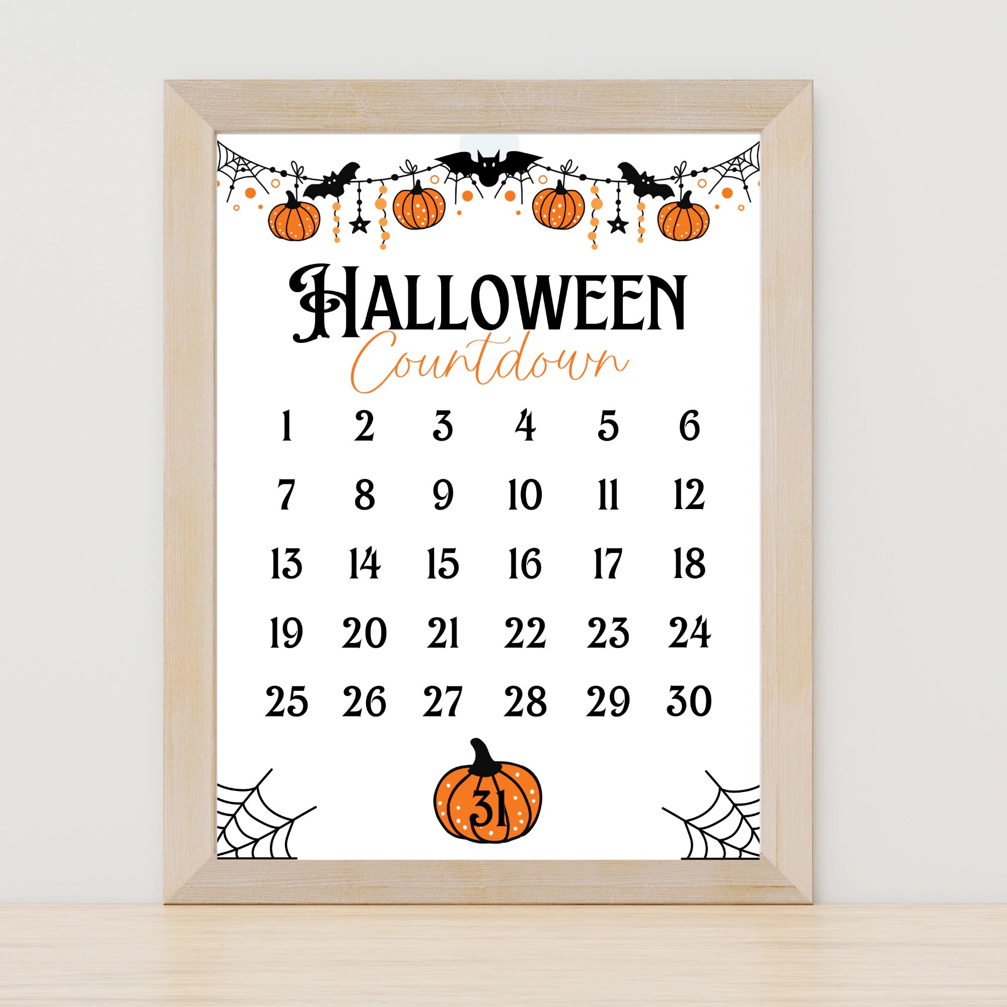 Halloween Countdown Printable Halloween Decor Instant Download PDF Two Designs 1 31 31 1 Etsy