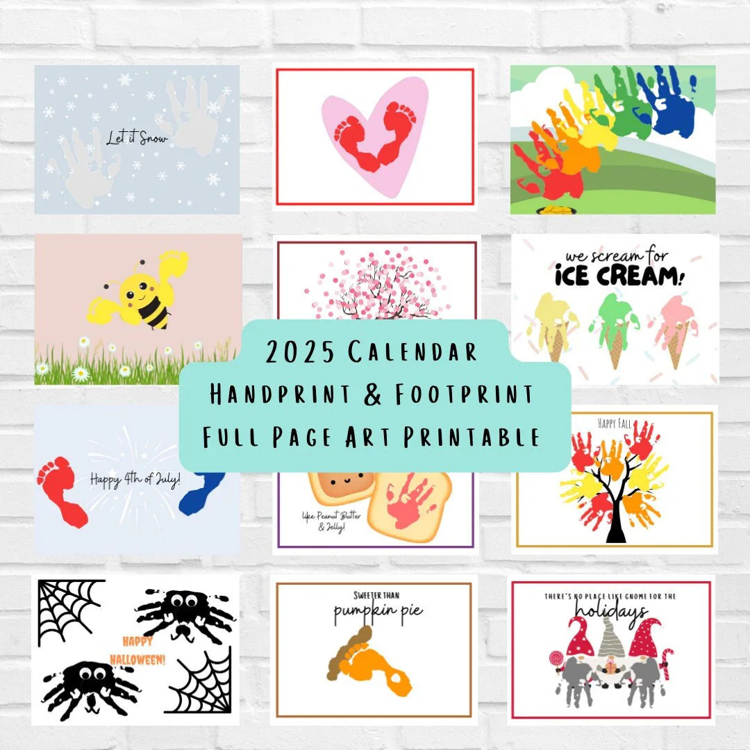 handprint calendar 2025 footprint art calendar 2025 calendar handprint art craft crafts for kids daycare print out activity etsy