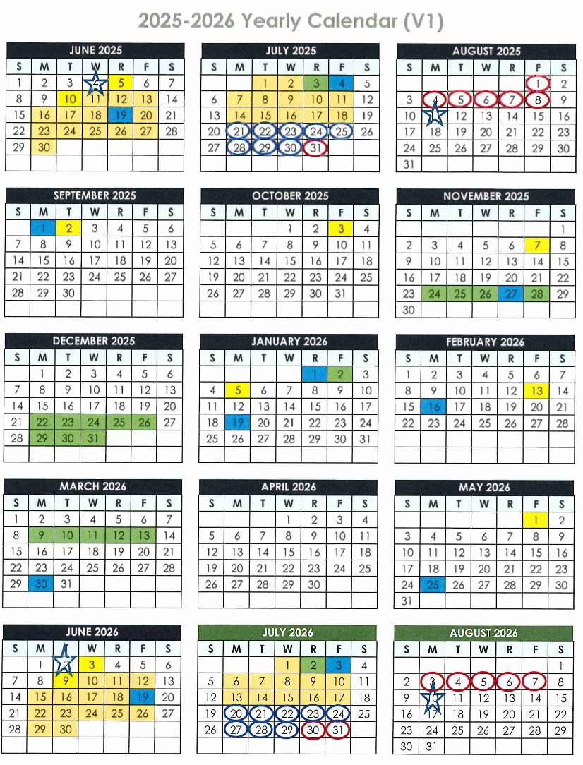 2025-26 Academic Year Printable Calendar