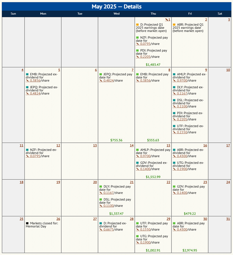Income Calendar New Features 