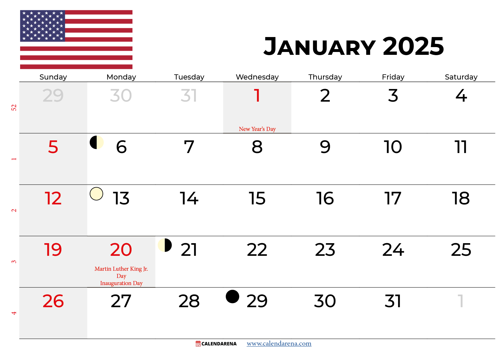 january 2025 calendar printable