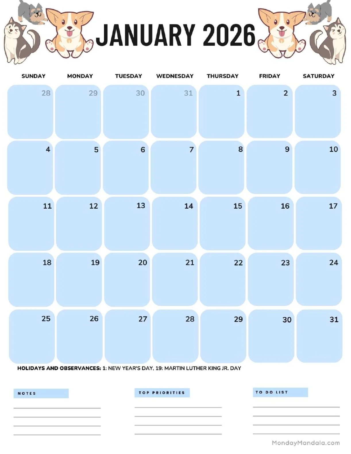 January 2026 Calendars Free PDF Printables 