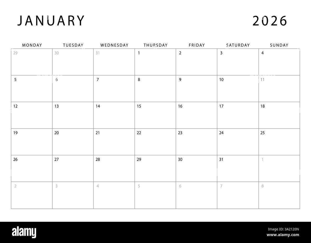 January Calendar Page Hi res Stock Photography And Images Page 6 Alamy