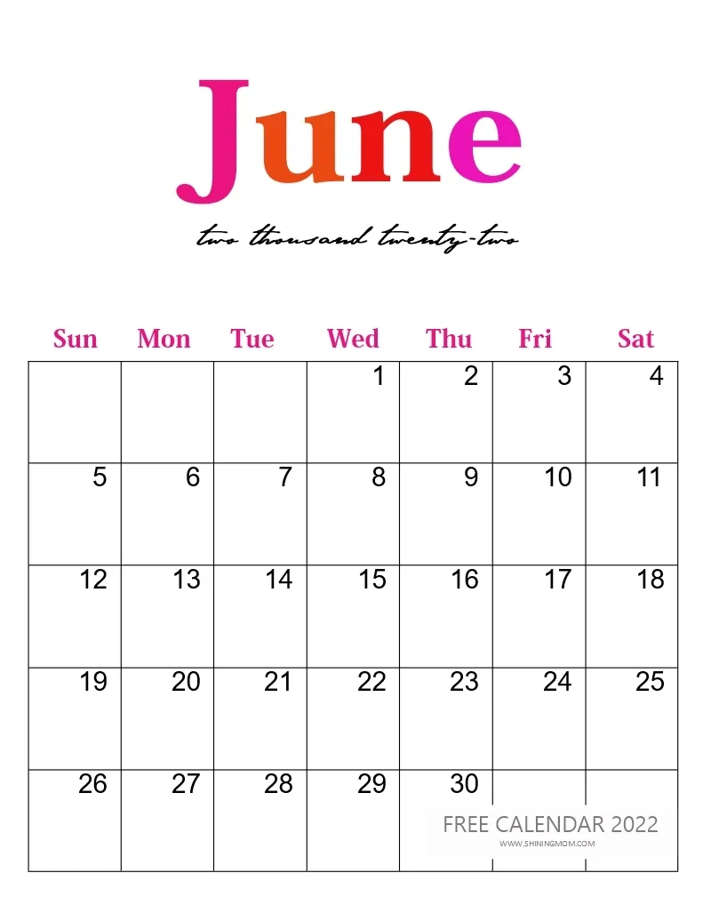 Printable Calendar June