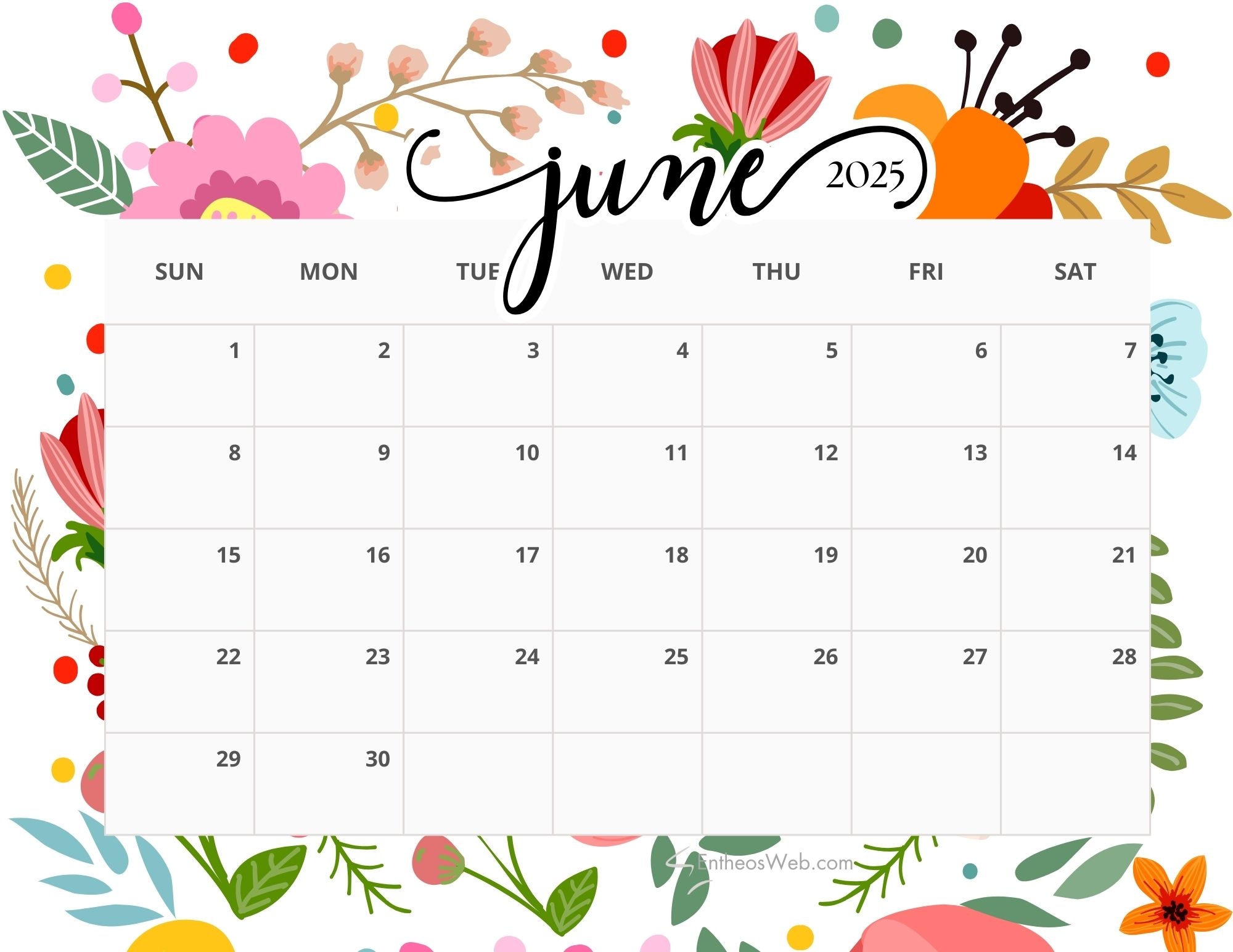 2025 Free Printable Monthly Calendar With Holidays Landscape