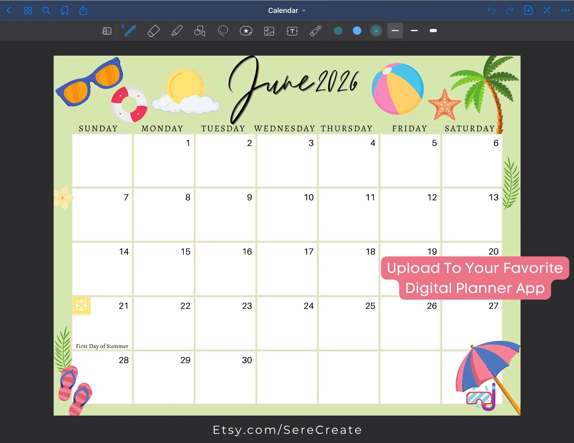 June 2026 Digital Calendar Light Green Summer Planner Editable Fillable Printable Calendar For Planning PDF PNG And JPG Download Etsy June 2026 Digital Calendar Light Green Summer Planner Editable Fillable Printable Calendar For Planning PDF PNG And JPG Download Etsy