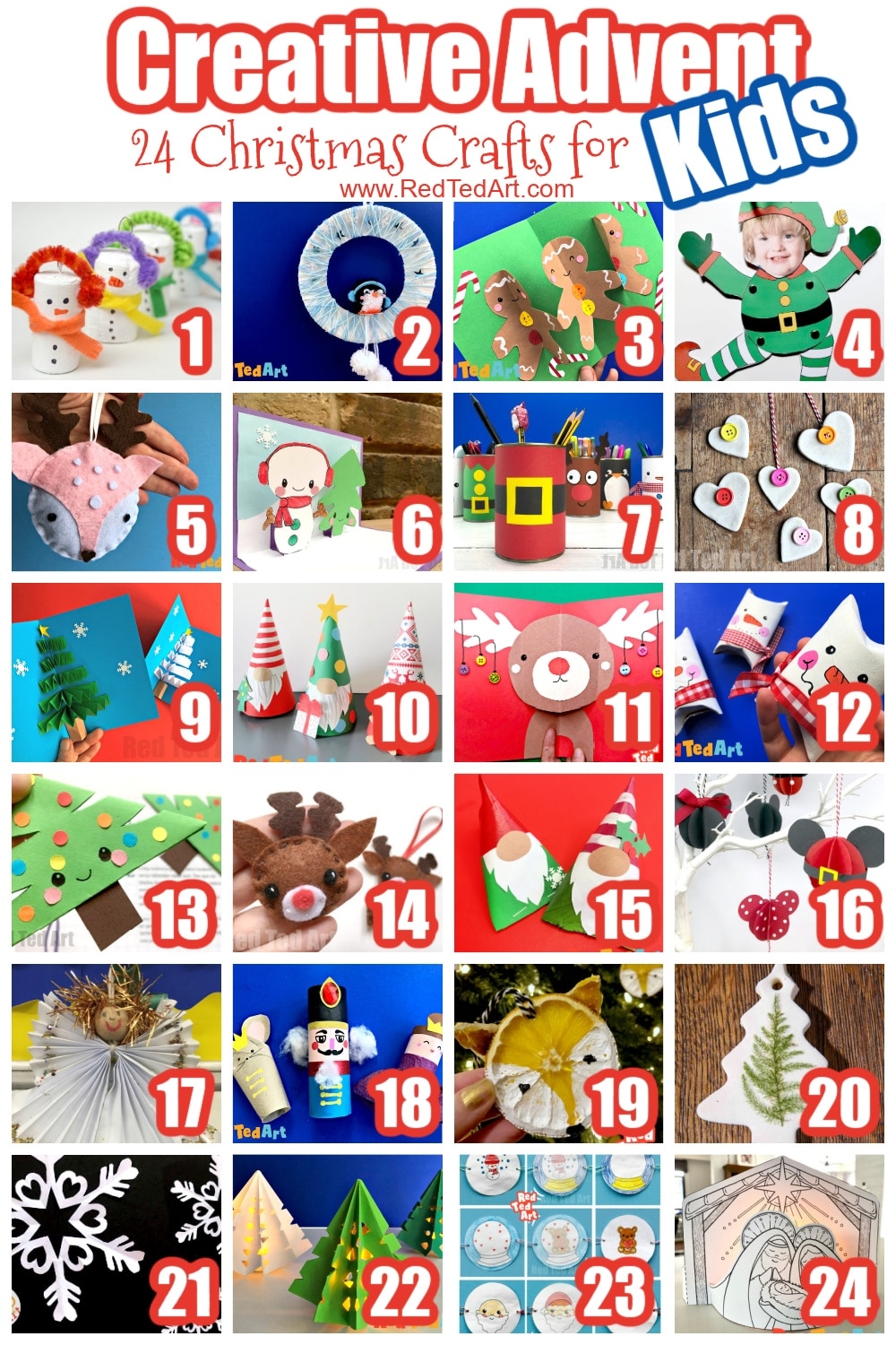 Kids Craft Advent Calendar Printable Red Ted Art Kids Crafts