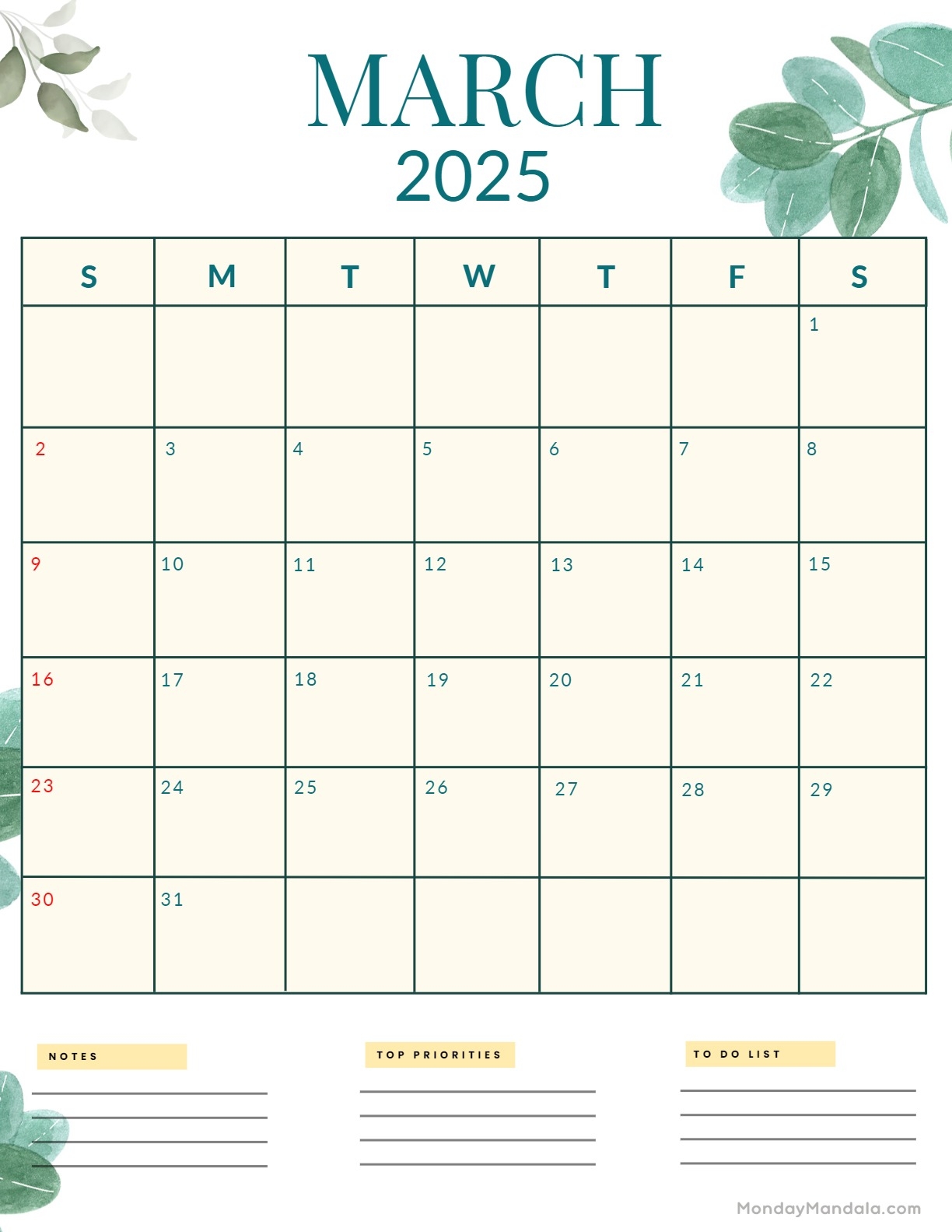 March 2025 Calendar 52 Free PDF Printables 