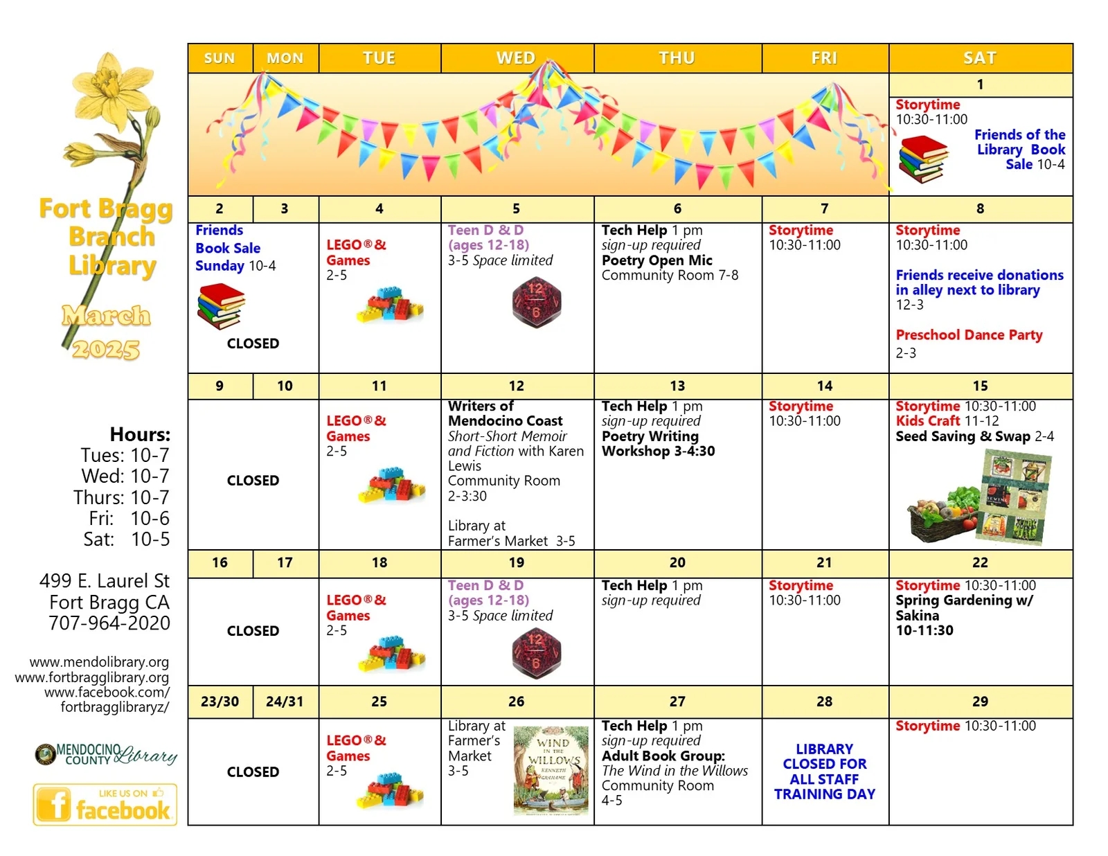 March 2025 Calendar Of Events Fort Bragg Library