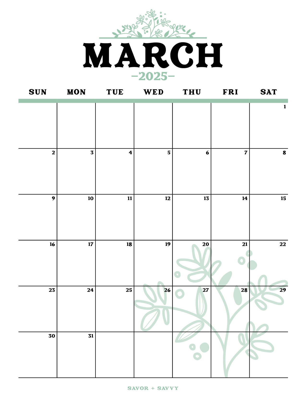 2025 A6 Monthly Calendar Printable