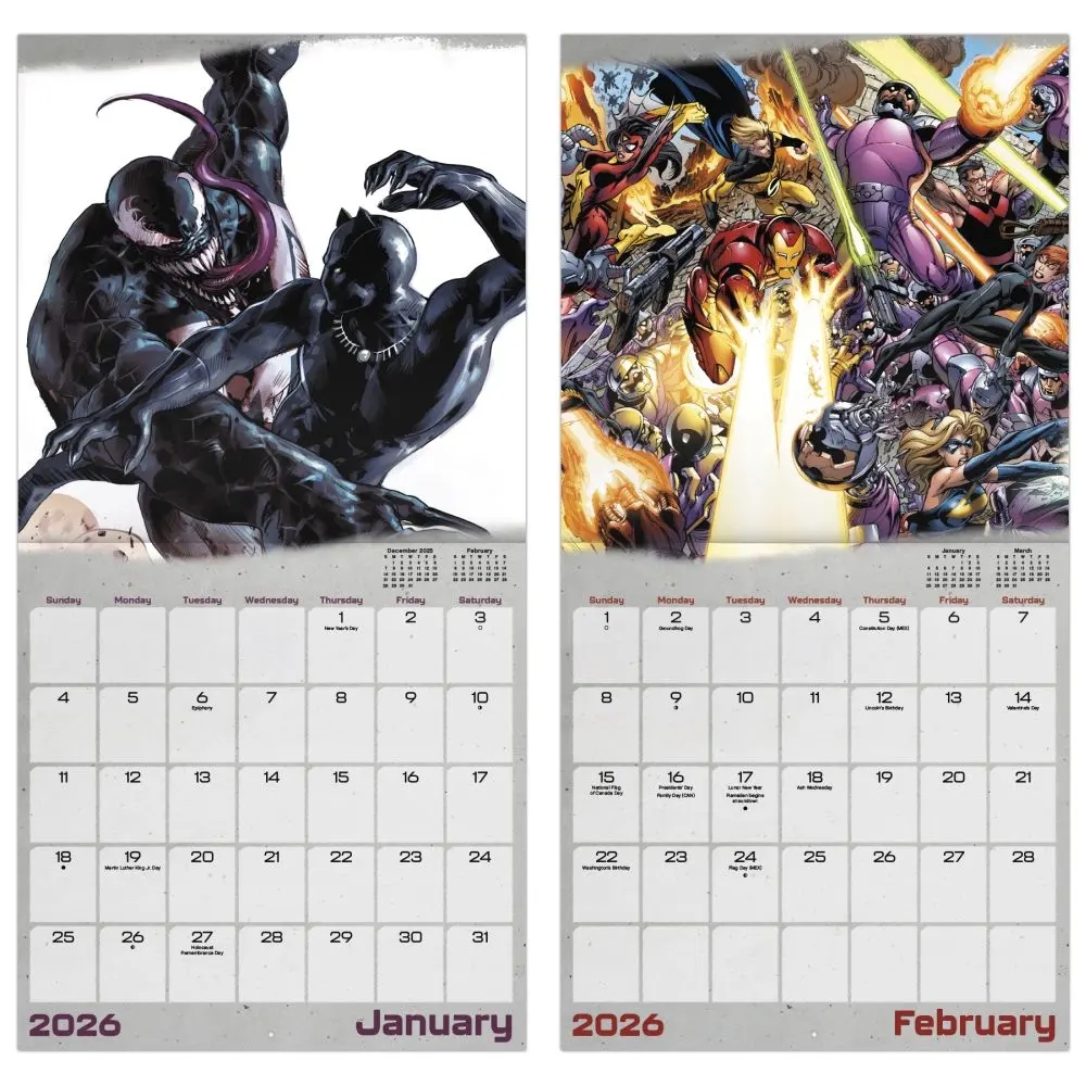 Marvel Heroes Vs Villains 2026 Wall Calendar Calendars