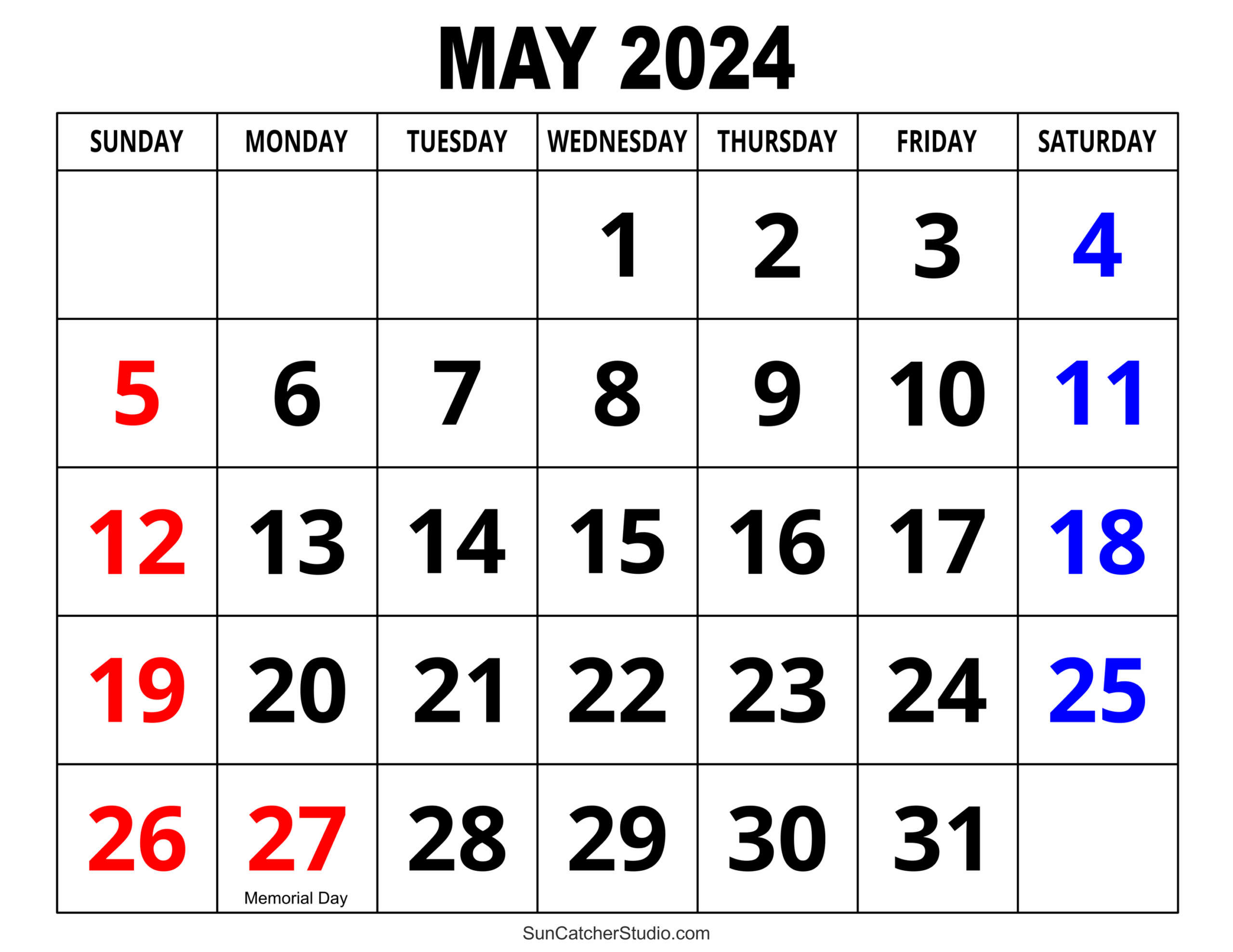 Free Printable May Calendar
