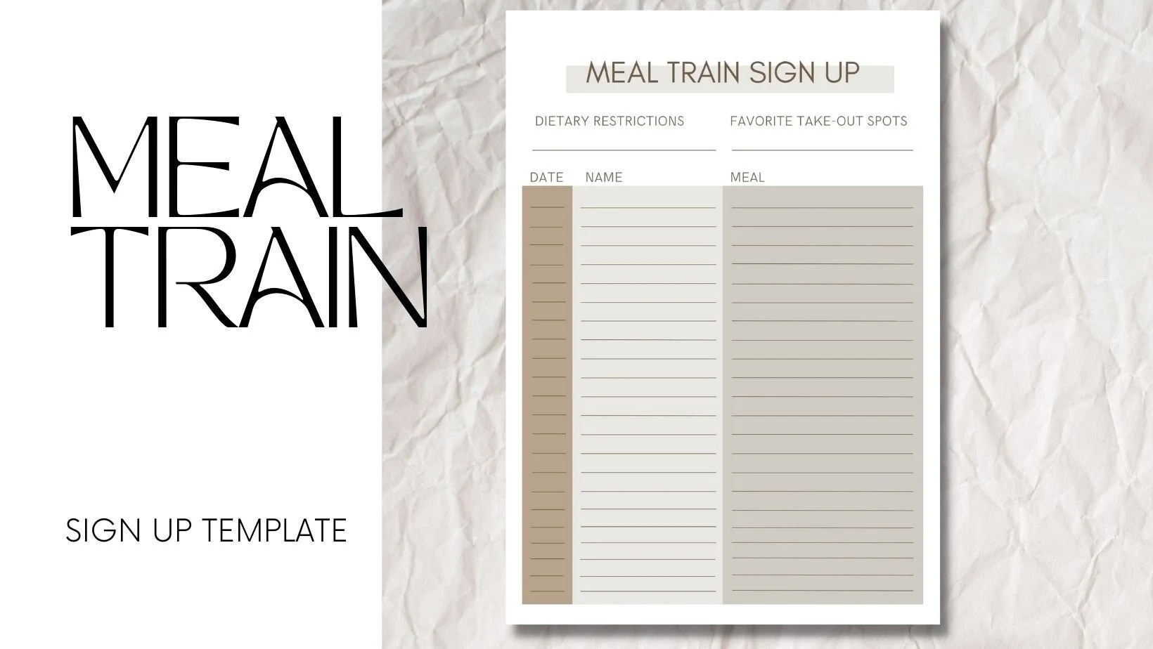 Meal Train Sign up Template Digital Download Meal Train PDF Etsy