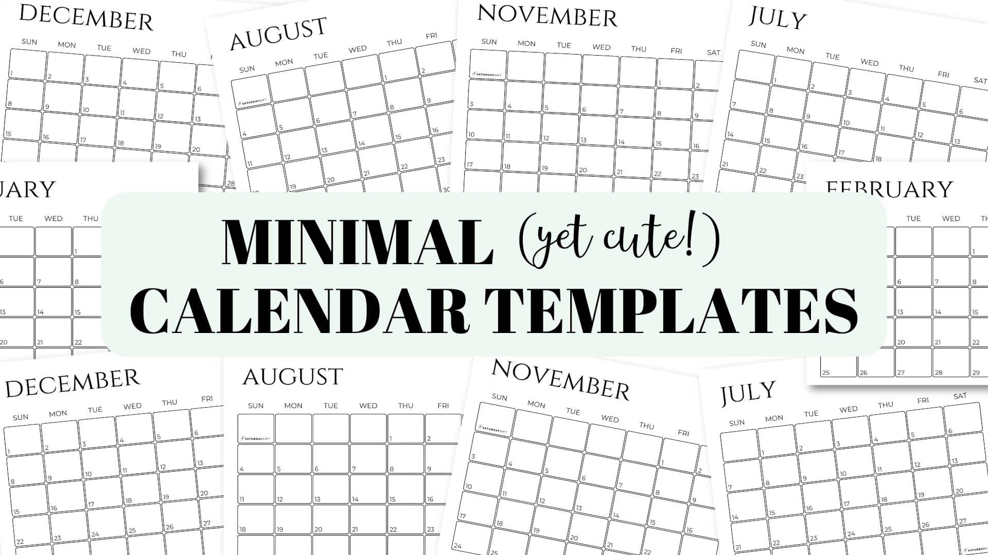 Minimalist Calendar Template 2025 Free Printable Landscape Calendar