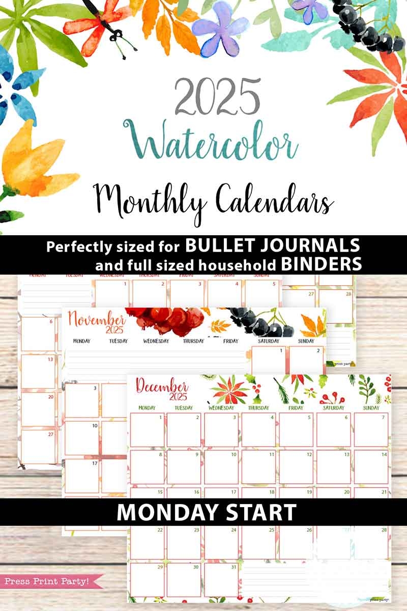 Free Printable 2025 Calendars By Month