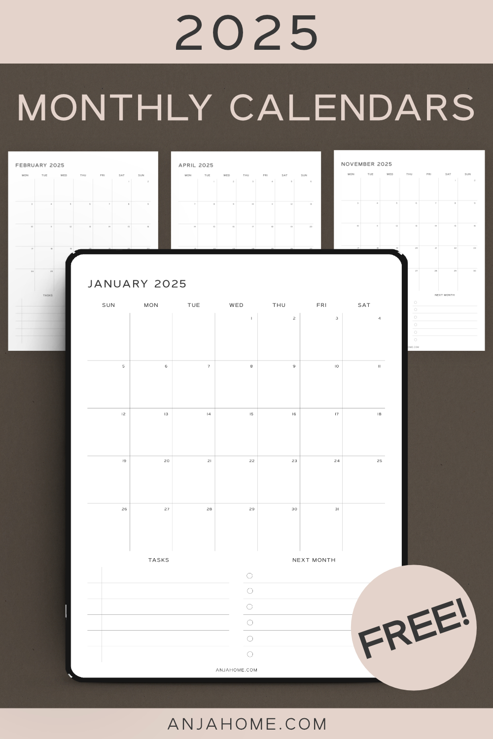 Printable Blank Calendar With Dates 2025