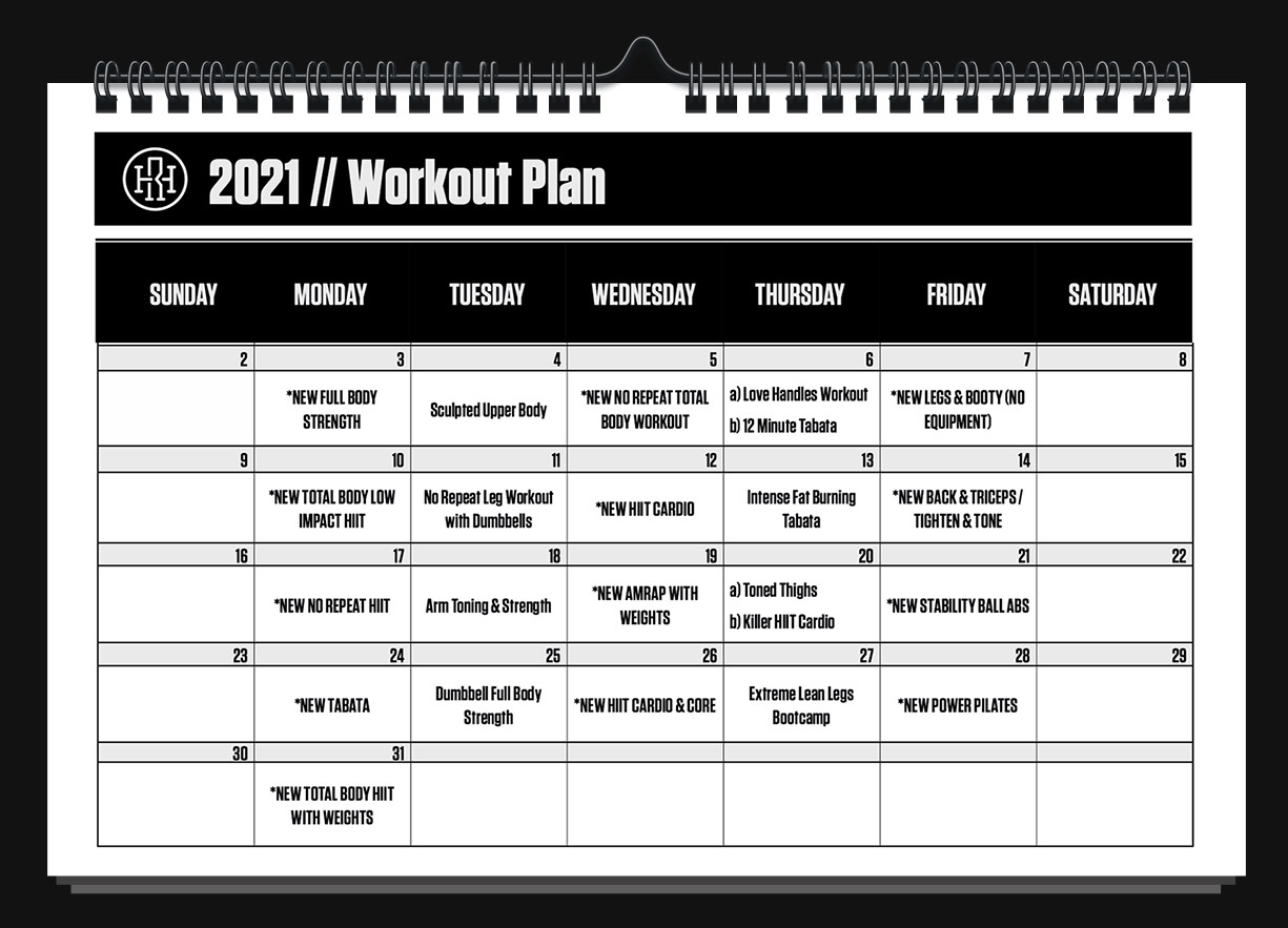 Fitness Calendar 2025 Printable