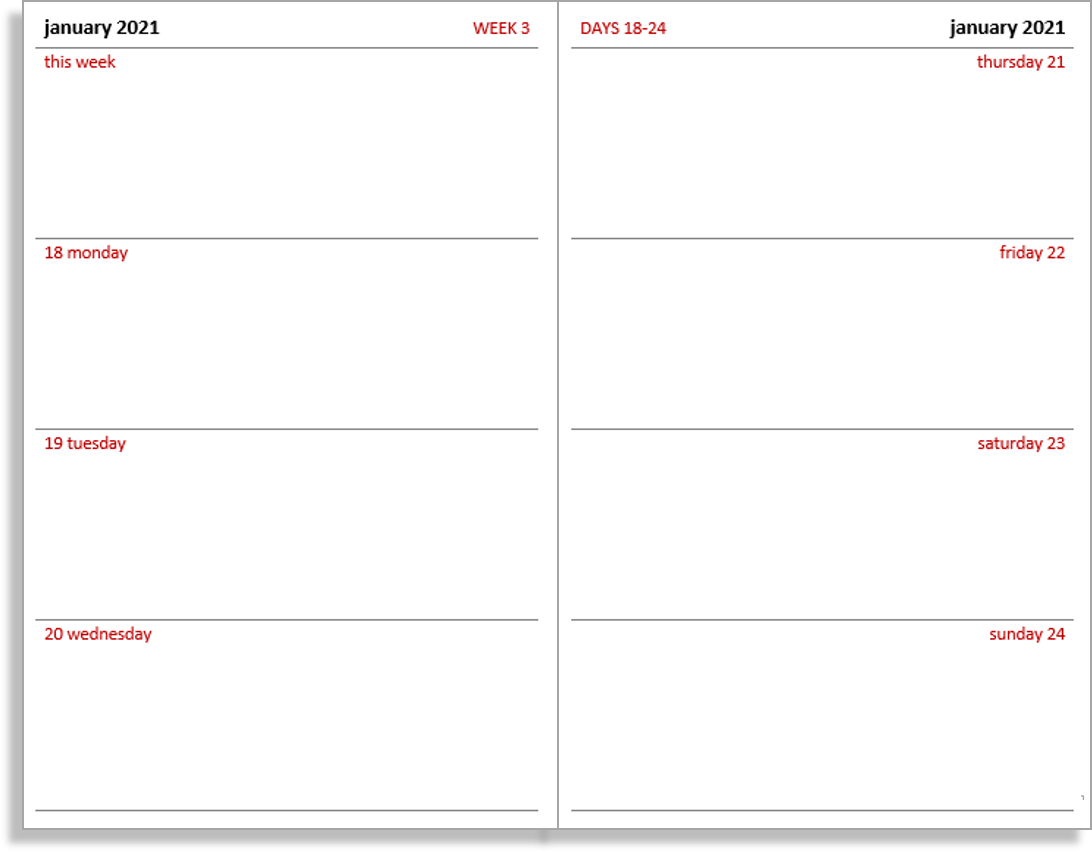 My Life All In One Place Free Midori TN Calendar diary Inserts For 2025 Part 6 Field Notes Size Layouts
