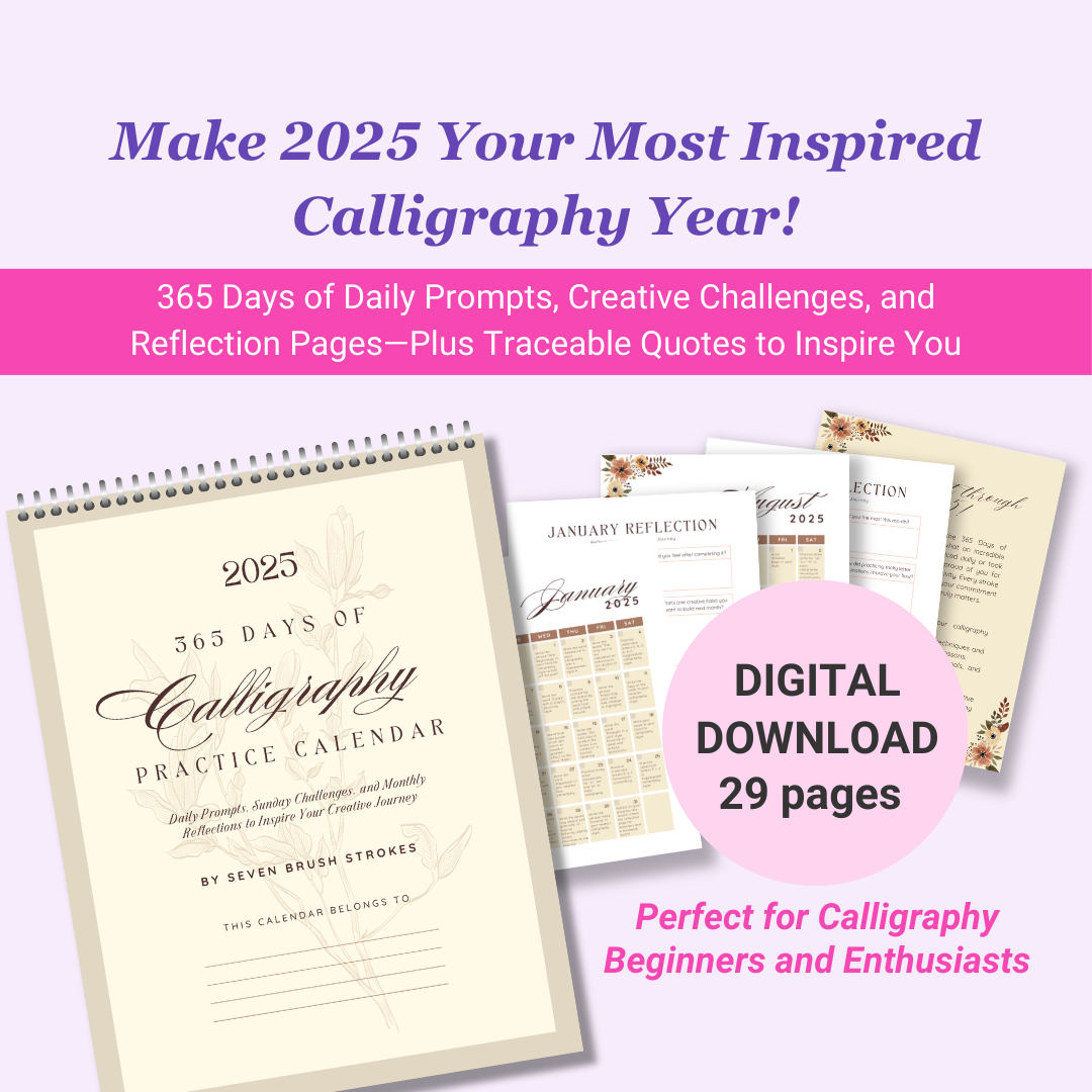  NEW 365 Days Of Calligraphy Practice Calendar 2025 Seven Brush Strokes