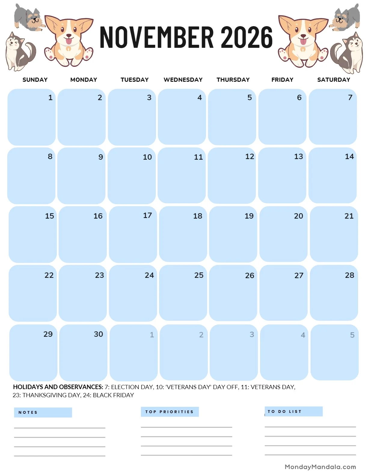 November 2026 Calendars 52 Free Printable PDFs 
