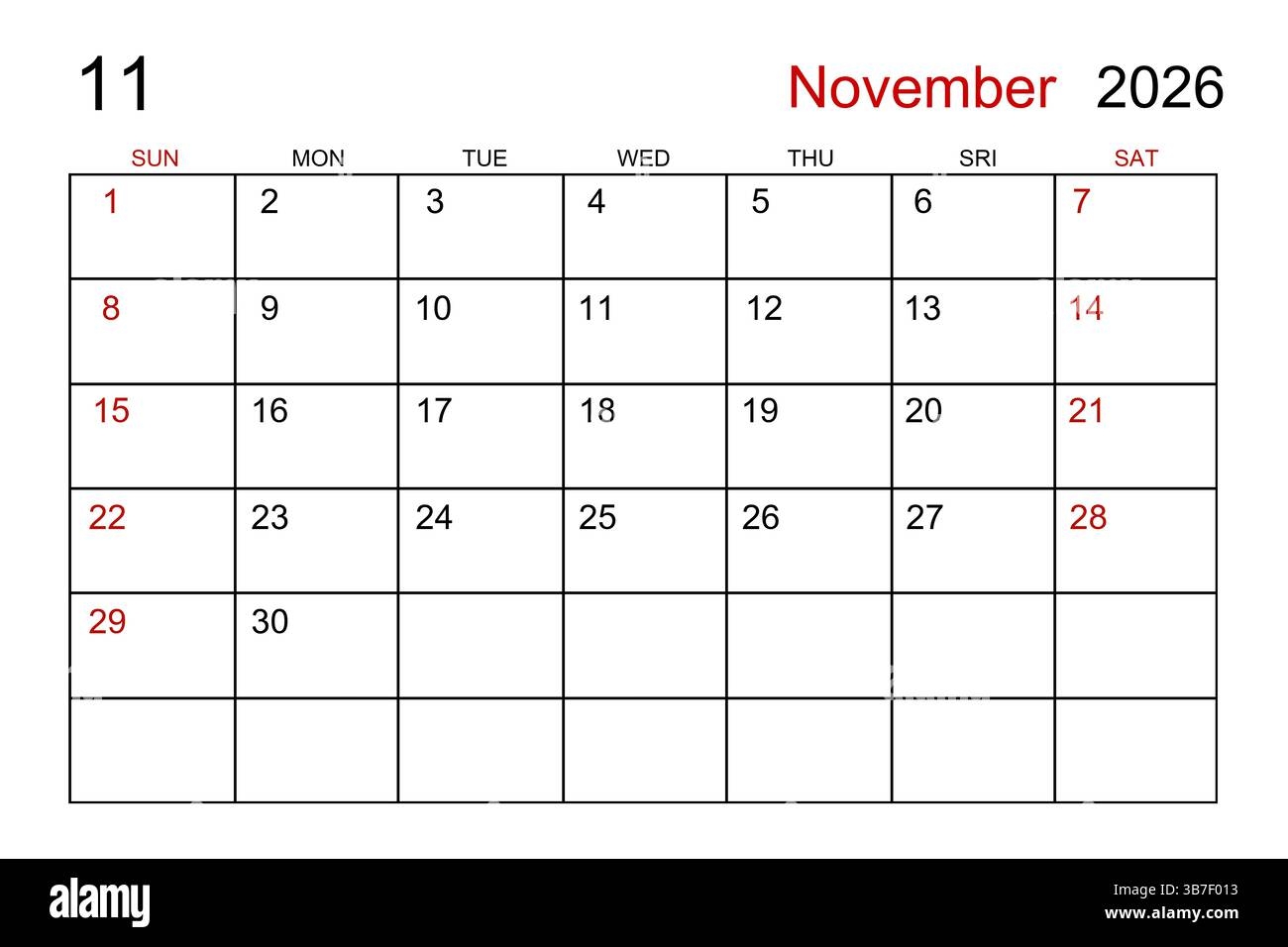 Blank Printable Calendar 2026