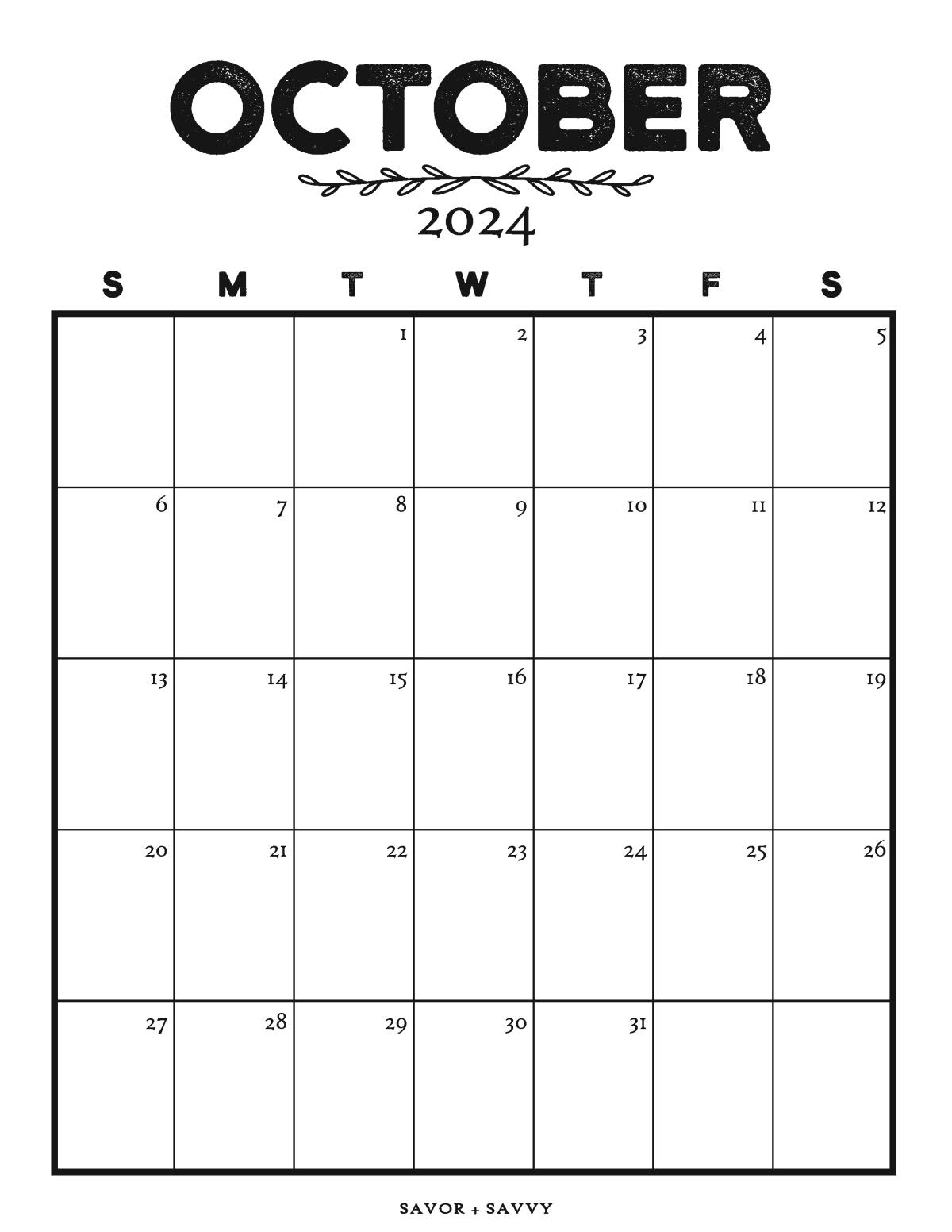 Printable Calendar Portrait Orientation