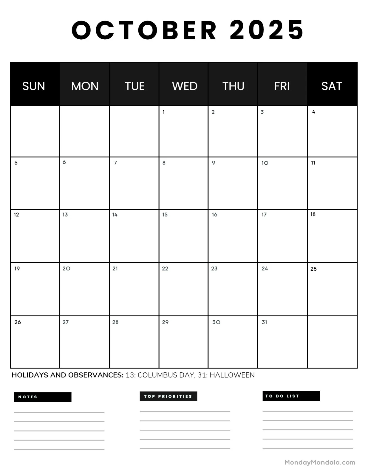 October 2025 Calendar 52 Free PDF Printables October 2025 Calendar 52 Free PDF Printables