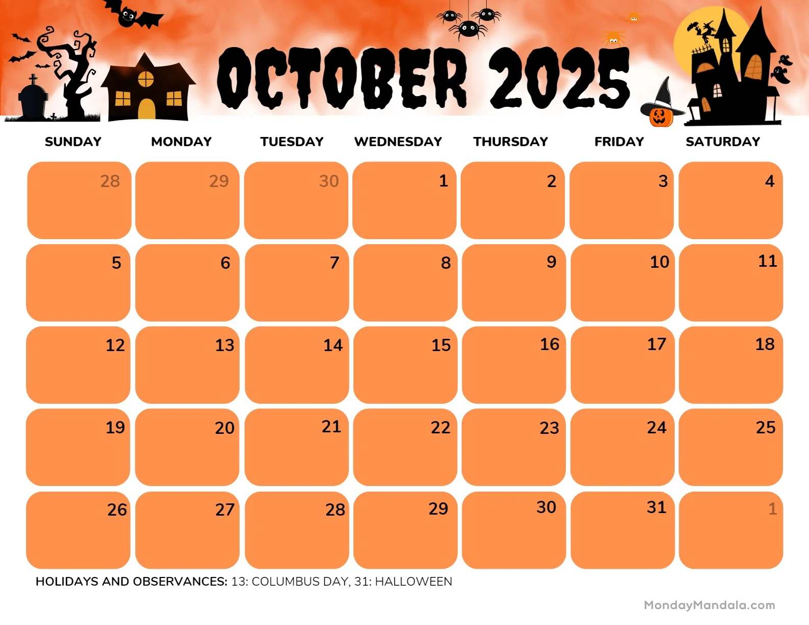 october 2025 calendar 52 free pdf printables october 2025 calendar 52 free pdf printables