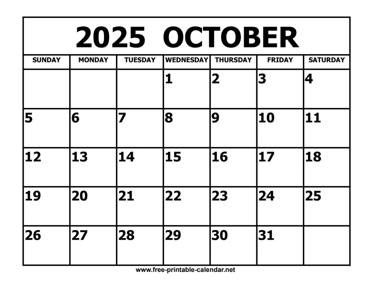october 2025 calendar