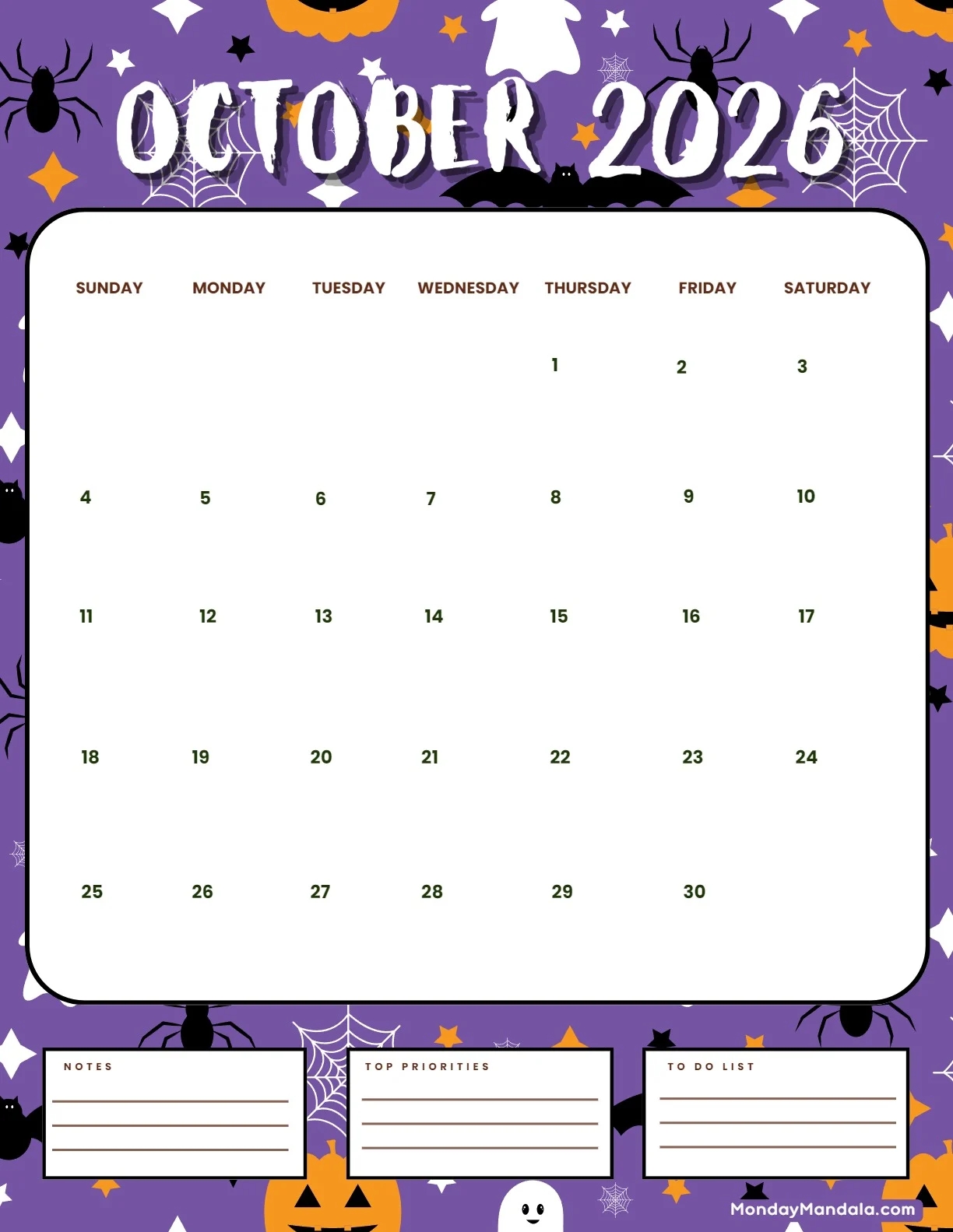 October 2026 Calendars 52 Free PDF Printables 