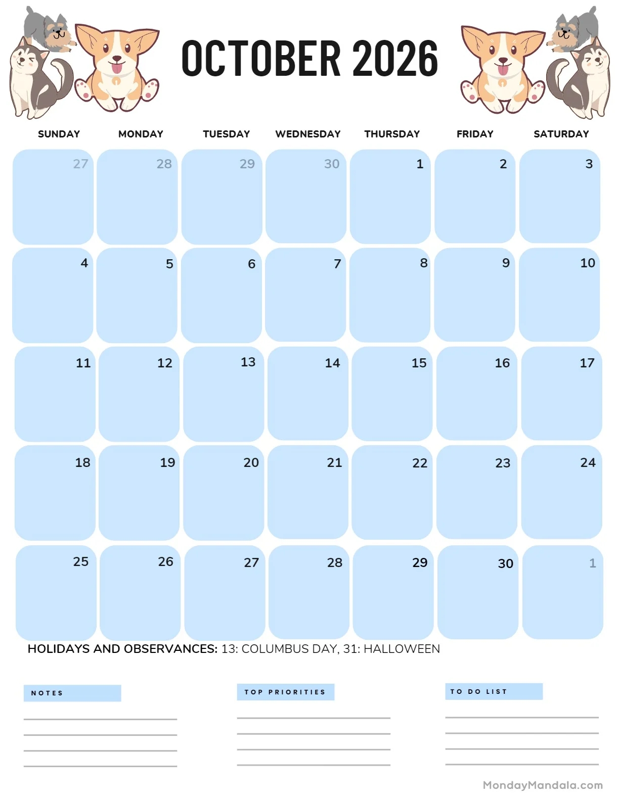 October 2026 Calendars 52 Free PDF Printables 