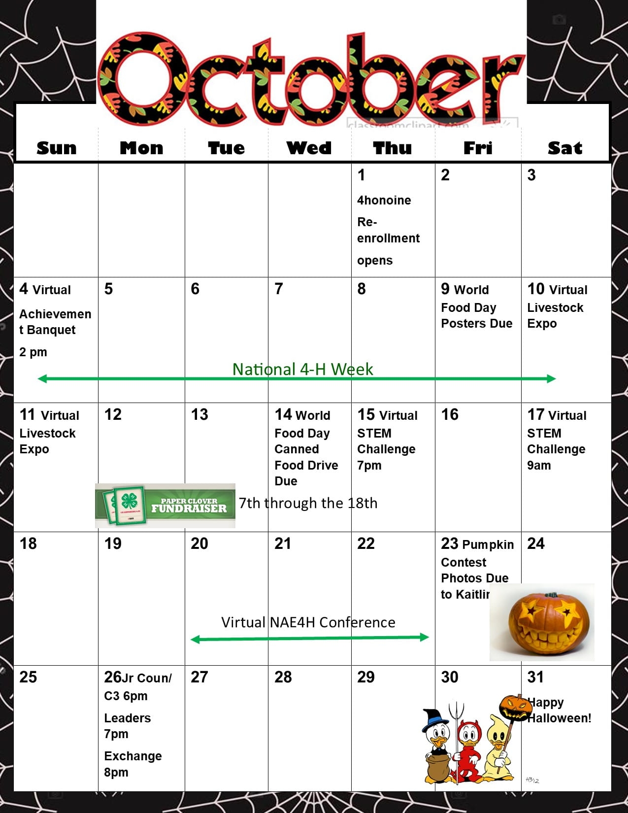 October November Calendars New Castle County 4 H Newsletter