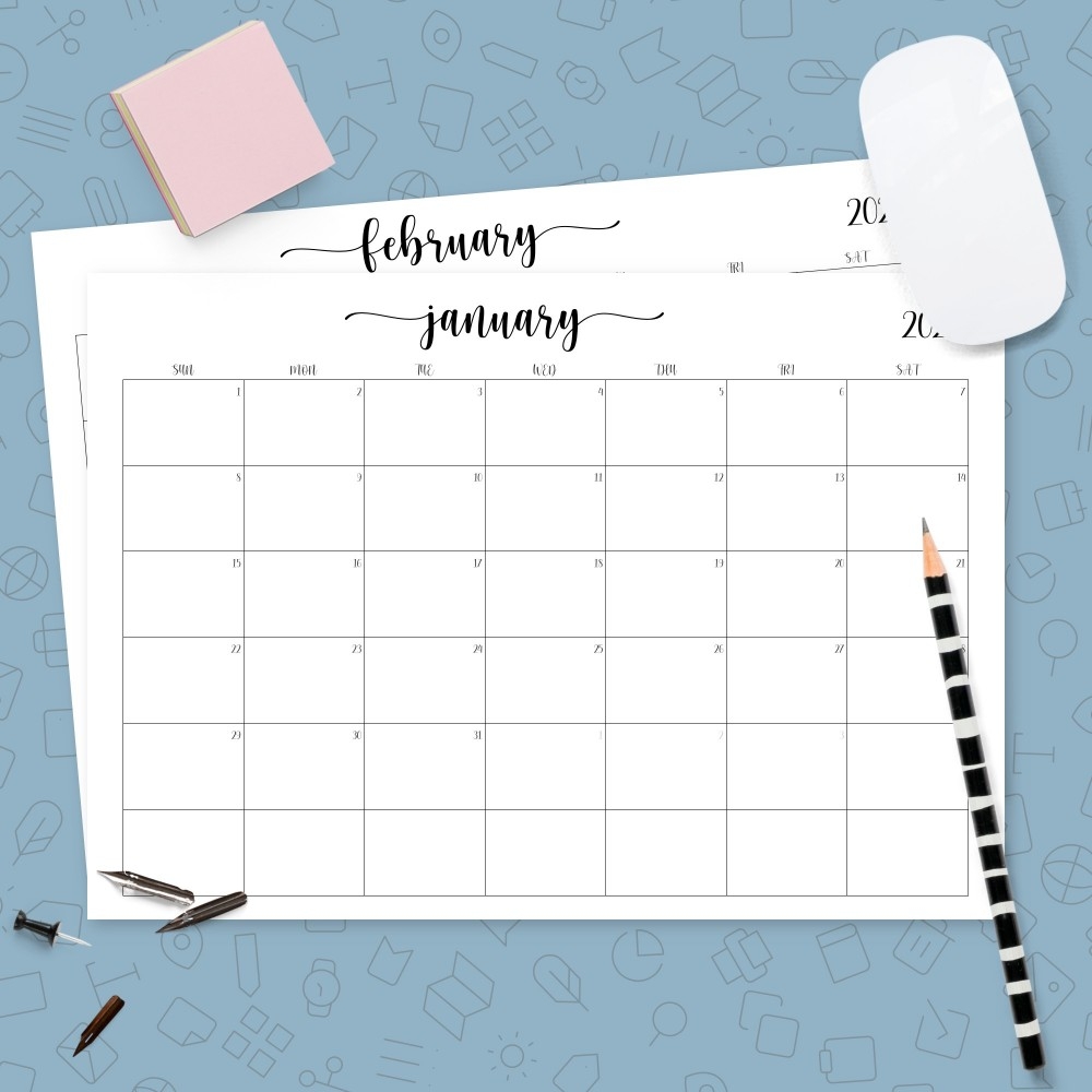 Downloadable Blank Monthly Calendar Printable
