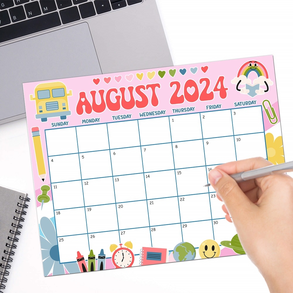 PDF Cute August 2024 Back To School Themed Calendar Printable Month Of August Planner Made By Teachers