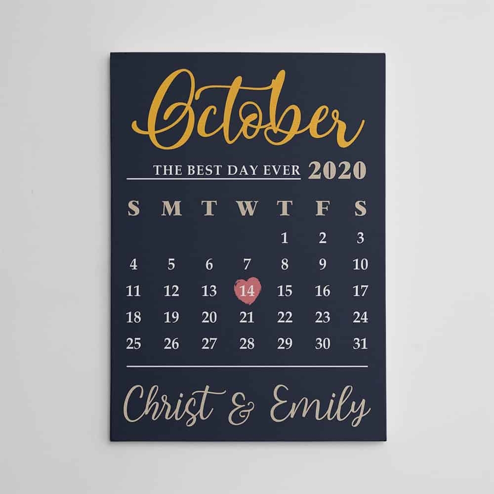 Personalized Wedding Date Calendar Canvas Print 365Canvas