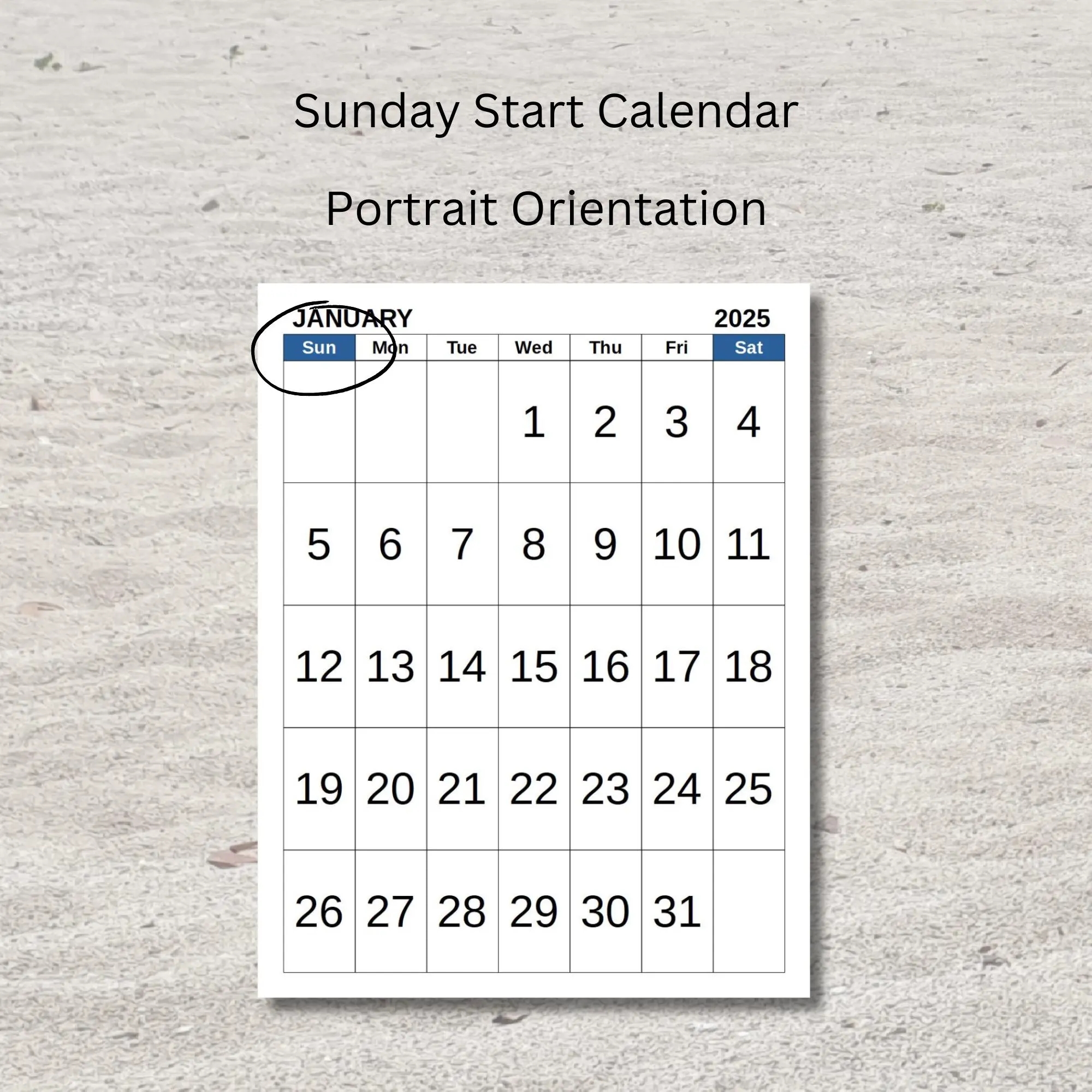 Printable 2025 Calendar Sunday Start Portrait A4 A5 And Letter Size PDF Etsy