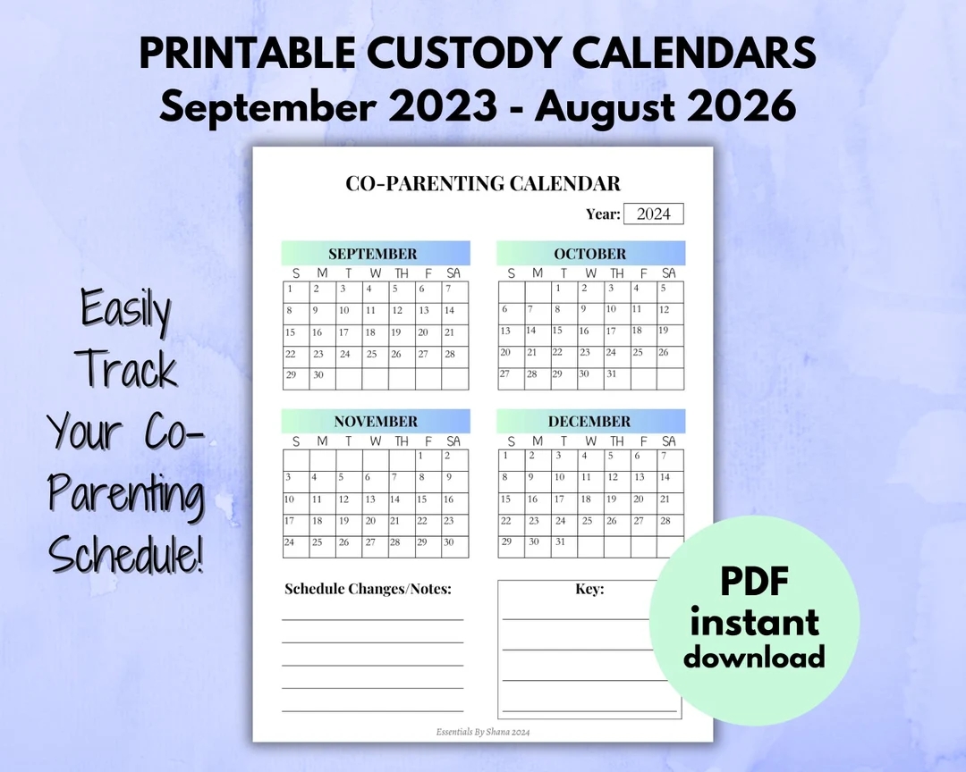 Printable Custody Calendars 2023 2026 Co Parenting Calendar With Year At A Glance Tracker Custody Planner For Single Or Divorced Parents Etsy