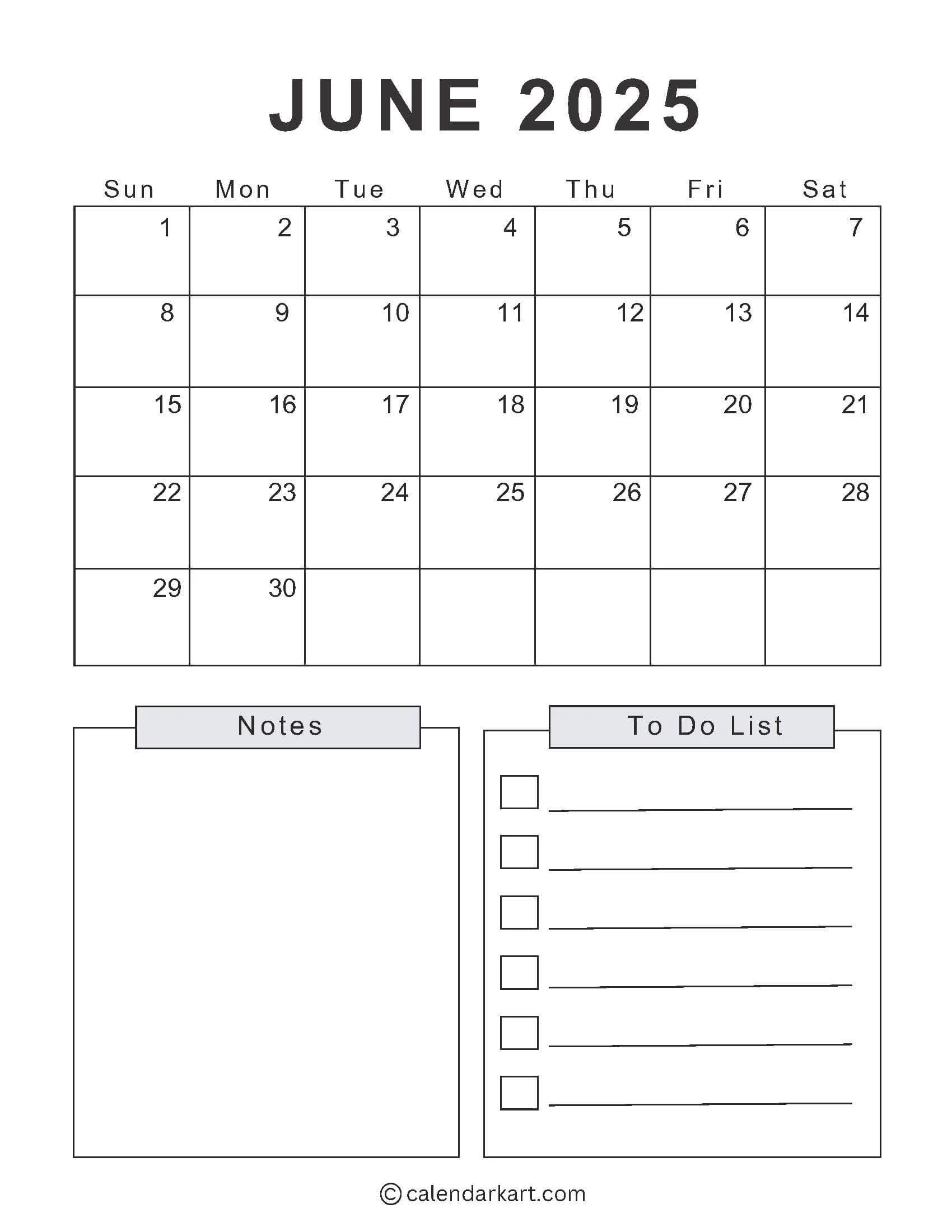 Printable Cute June 2025 Calendar Templates Calendarkart