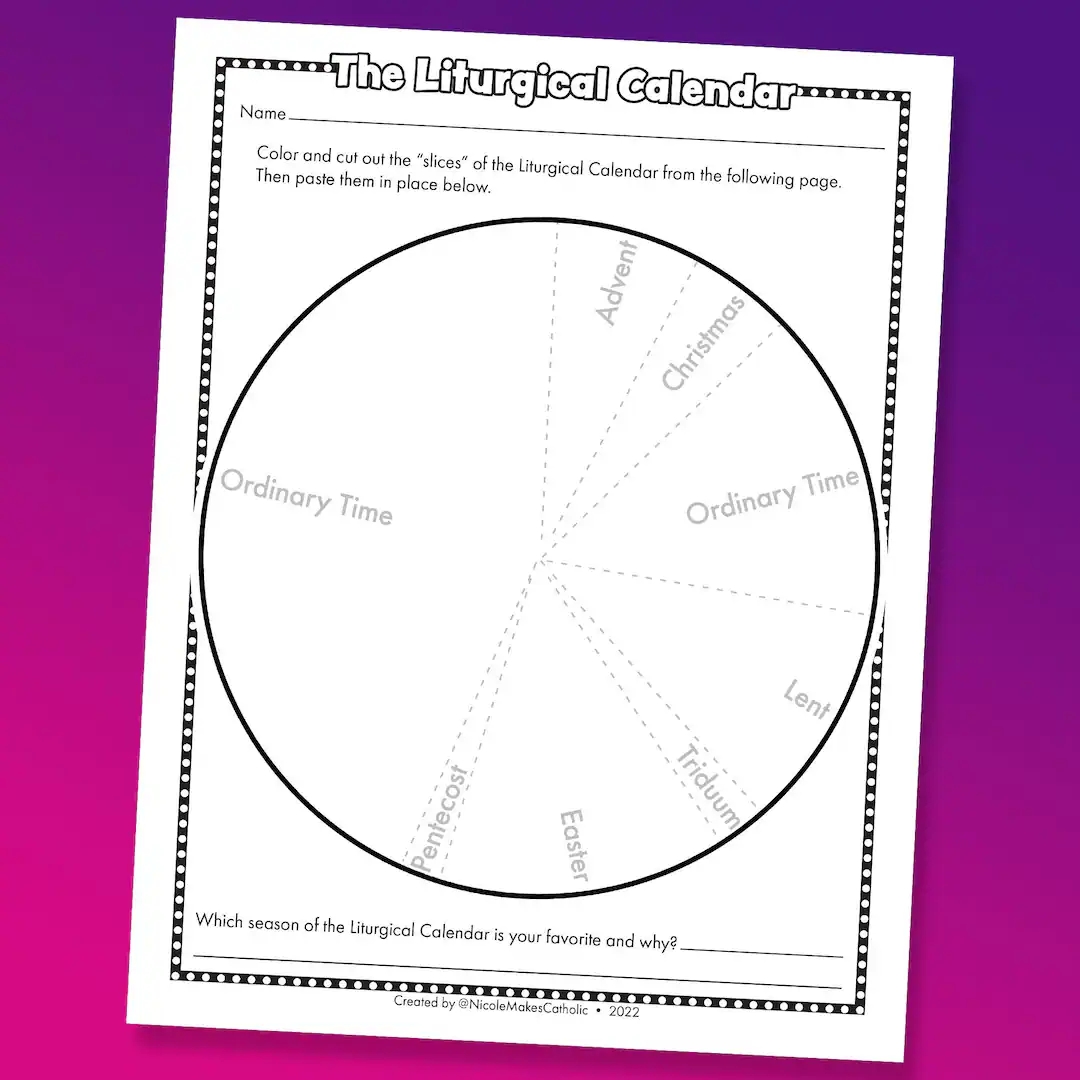 Printable Liturgical Calendar Worksheet Digital Download Etsy