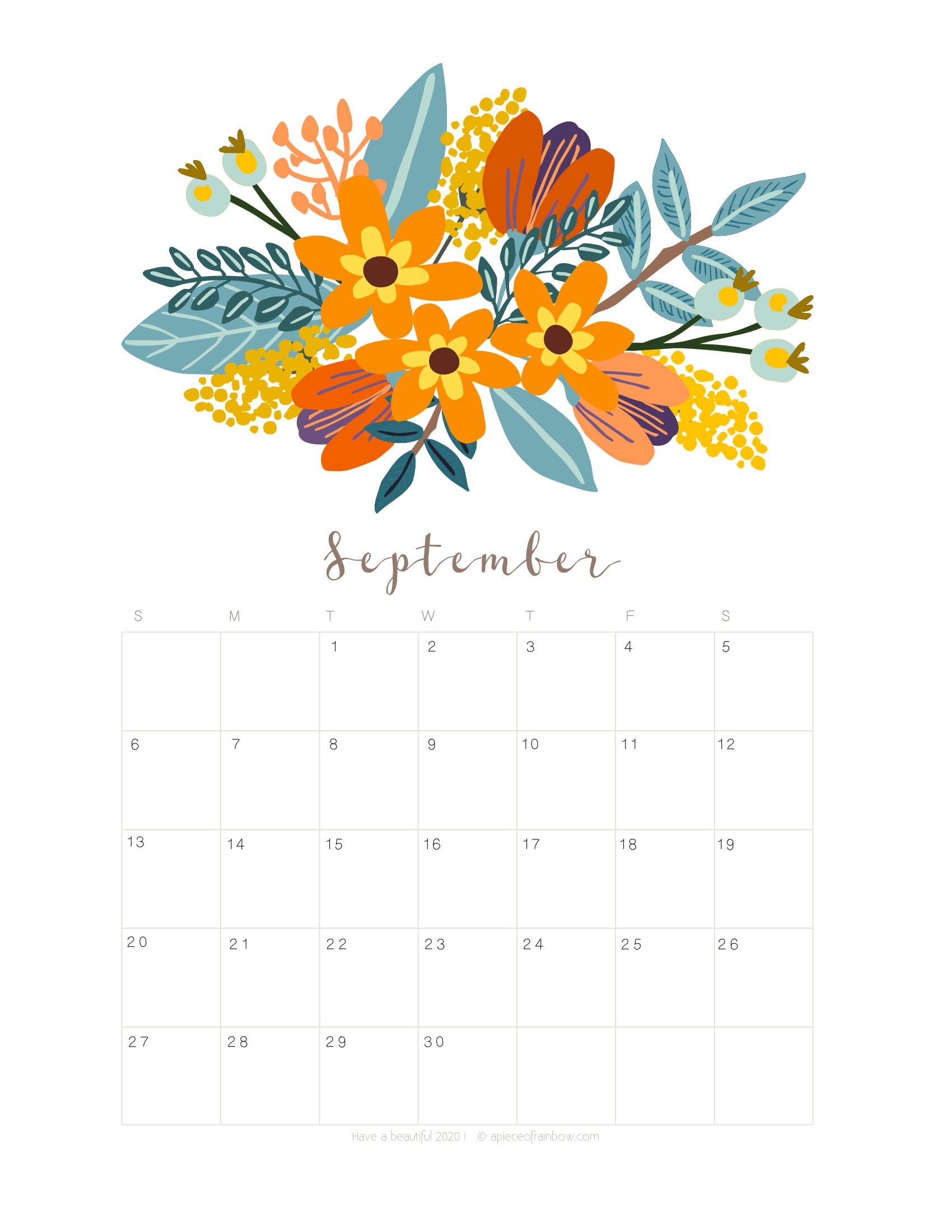 Month Of September Printable Calendar