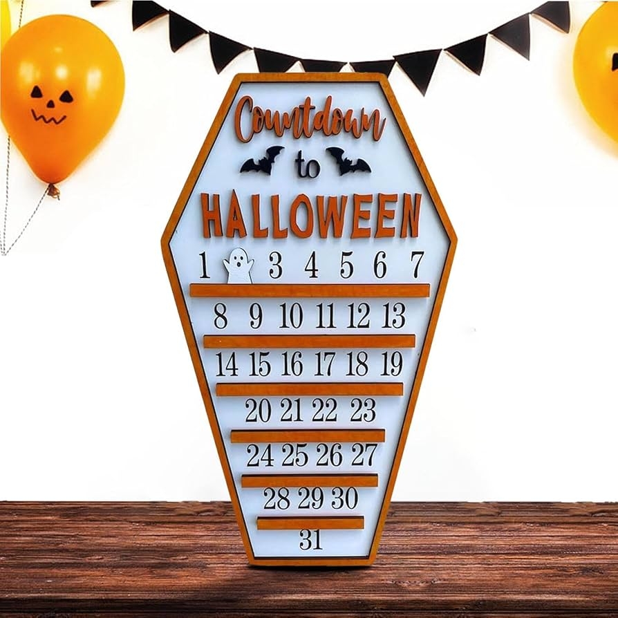 PW TOOLS Halloween Calendar Wall Hanging Countdown Calendar For Halloween 31 Day Countdown Calendar Wooden Crafts Halloween Party Supplies Trick Or Treat Amazon de Toys