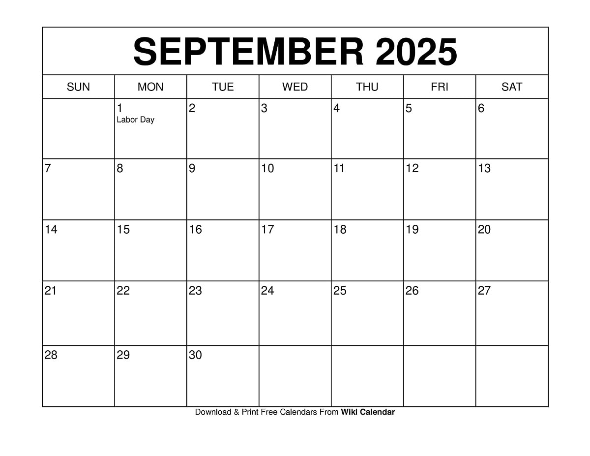 8x10 Calendar Printable 2025