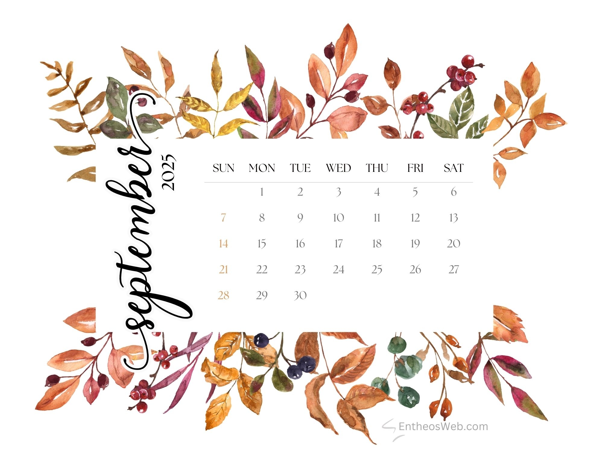 Printable 2025 Calendar By Month September