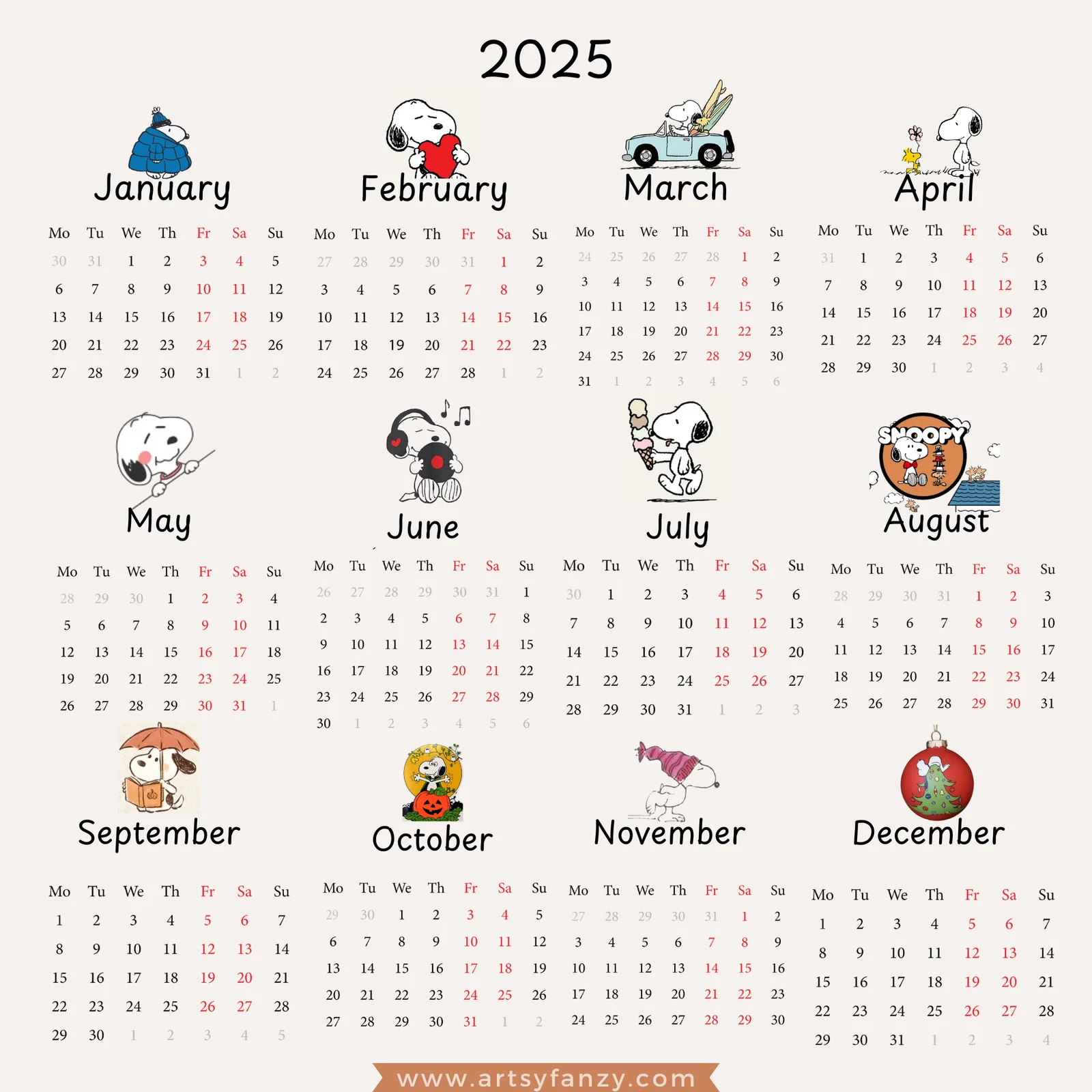 Vertical Calendar 2025 Printable