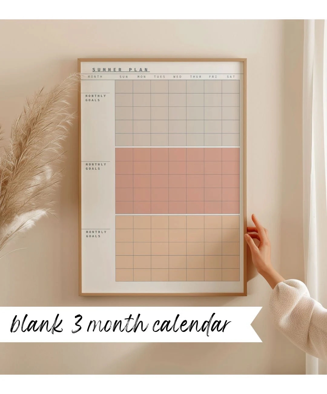 Summer Plan 3 Month Blank Calendar Summer Calendar Summer Break To Do List Poster Print Large Calendar Blank Family Planner Etsy