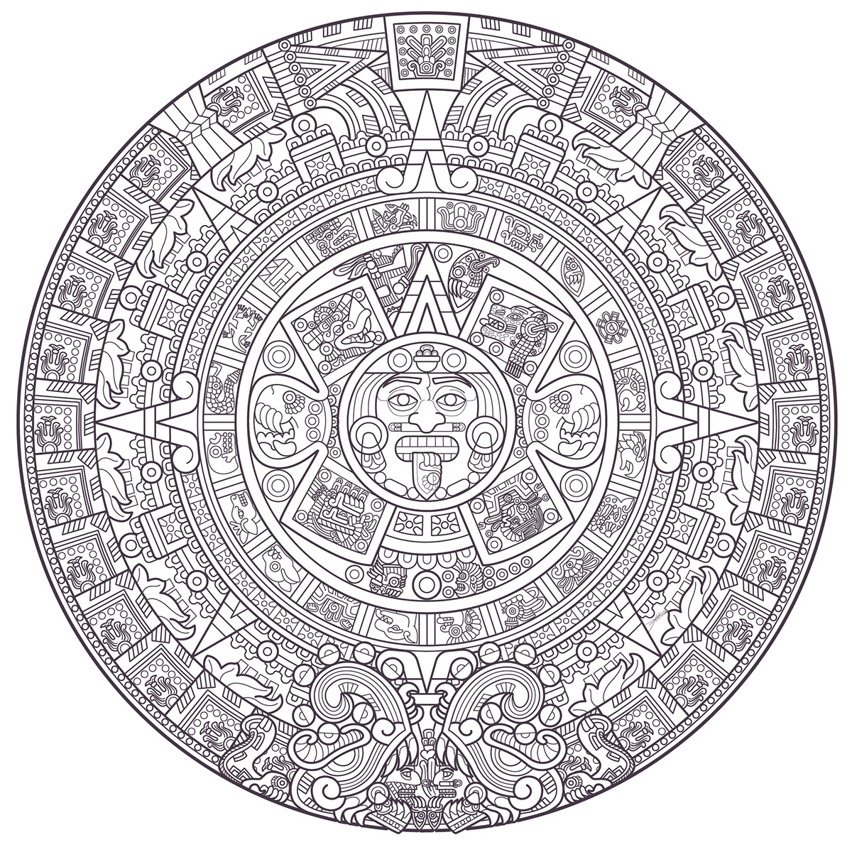 Sun Stone The Aztec Calendar By DTM Behance