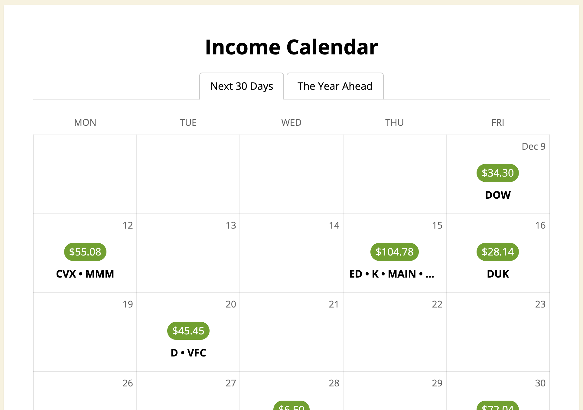 Ex Dividend Calendar Printable